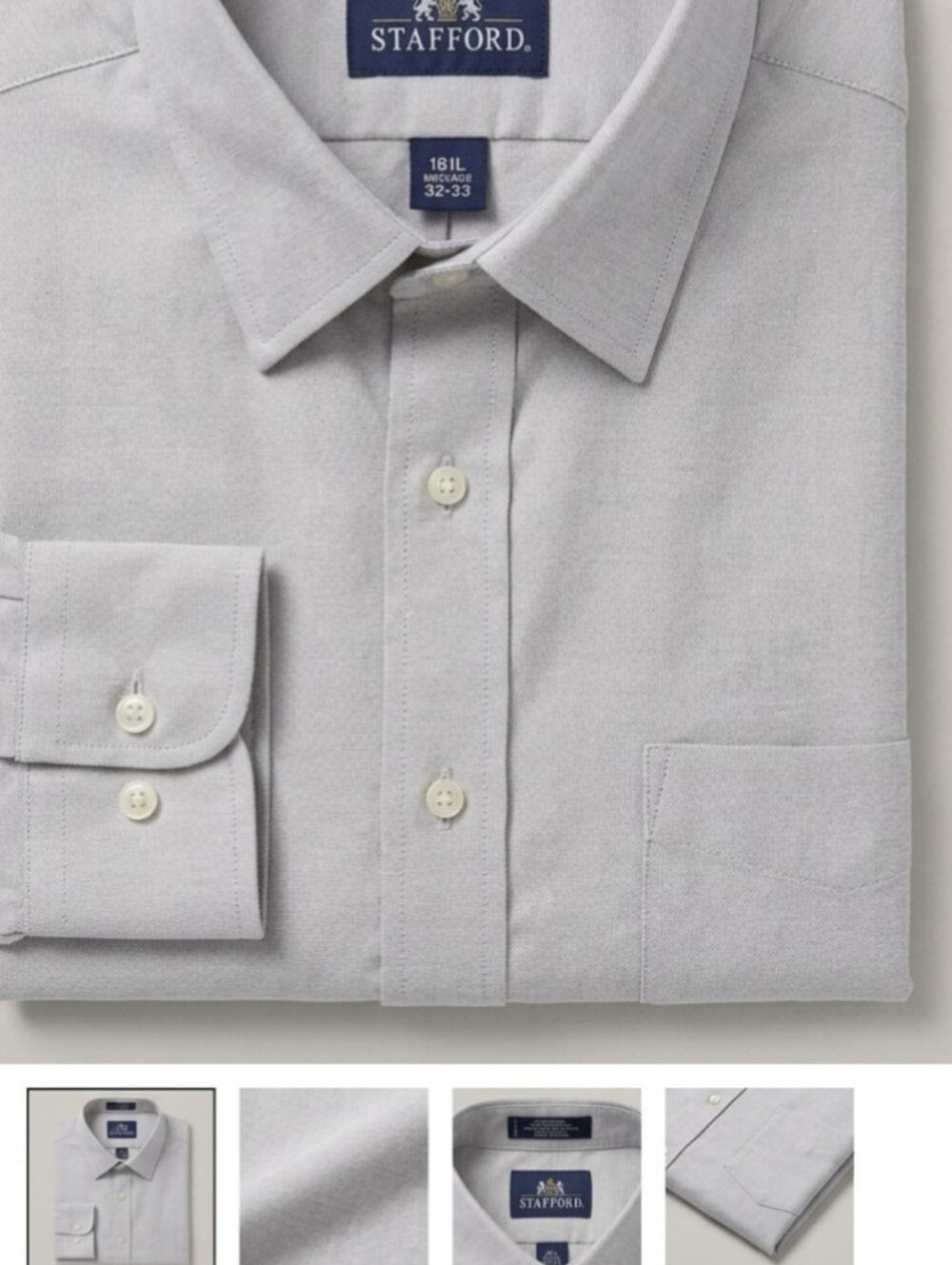Stafford Men's Button-Down Oxford Shirt in Light Gray